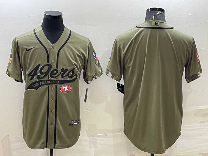 Mens San Francisco 49ers Blank Olive Salute to Service Cool Base Stitched Baseball Jersey